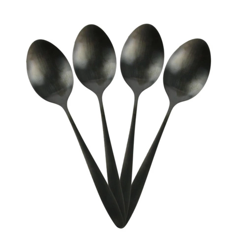 Sada černých příborů Charbon Intesi moderní 16 dílů nerezová ocel vhodné do myčky