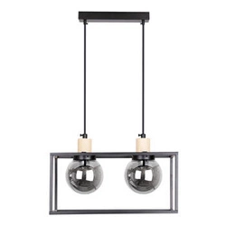 Retro 2 závěsná lampa černá 2x40W E27 kouřové stínítko