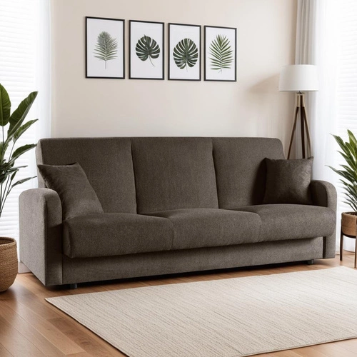 Rozkládací pohovka Corsica 3místná s úložným prostorem a funkcí spaní do obýváku hnědá