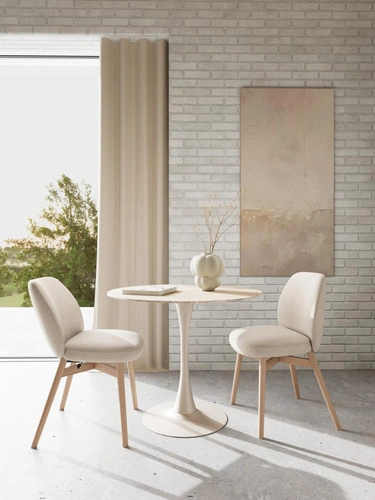 Actona Joy čalouněná skandinávská jídelní židle béžová dub