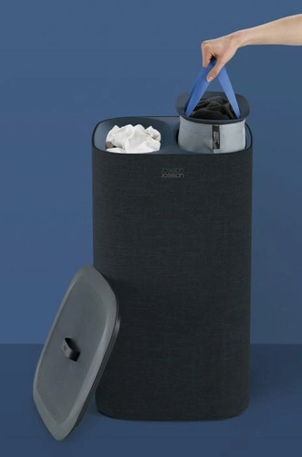 Joseph Joseph Tota moderní dvoukomorový koš na prádlo 60 l s víkem do koupelny černý