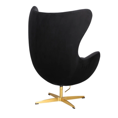 Otočné křeslo Egg černý samet moderní glamour do obýváku a kanceláře zlatá podstava