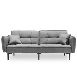 Rozkládací pohovka Lurif šedá s funkcí spaní do obývacího pokoje, moderní, kompaktní, na vysokých nohách Intesi