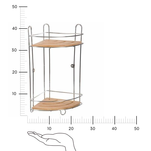Rohová koupelnová polička Venterra Bambus 5five simply smart do sprchy z bambusu a kovu