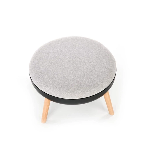 Čalouněný kulatý taburet Redo Intesi šedý skandinávský křeslo a obývací pokoj dřevo