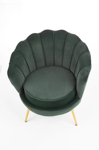 Křeslo ušák mušle Florecia zelený samet glamour do obýváku moderní s područkami Intesi