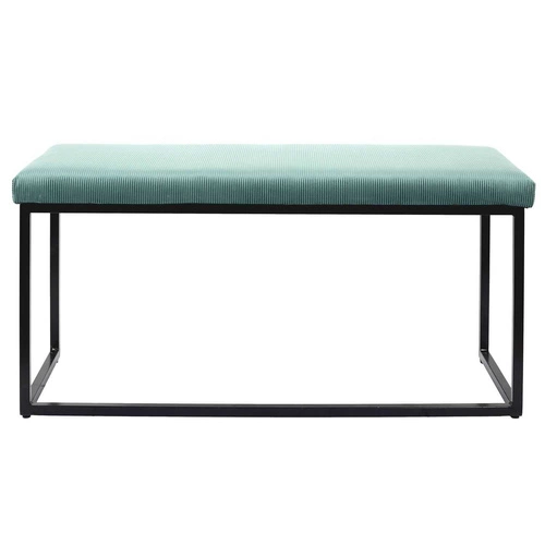 Čalouněná lavice Donore modrá glamour do předsíně sametová na černých nohách