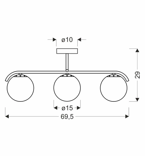 Stropní svítidlo AMADEO černé skleněné 3bodové do obývacího pokoje a jídelny CANDELLUX