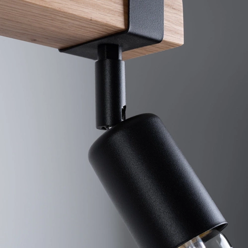 Stropní svítidlo ZUCA 2 černé moderní kovové s dřevem do obývacího pokoje SOLLUX LIGHTING