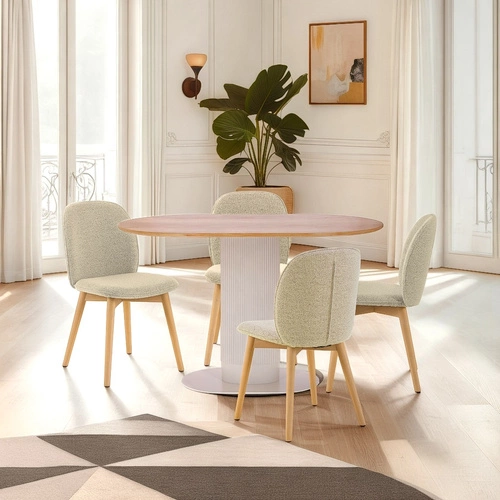 Jídelní stůl Maxim Intesi moderní oválný dubový dekor bílý na jedné noze 120x70 cm