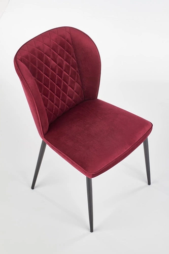 Jídelní židle Emmy čalouněná sametem vínová moderní prošívaná na černých nohách Intesi