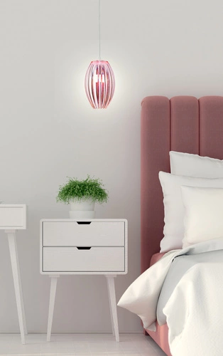 Závěsná lampa Abuko 1x60W E27 růžová malá