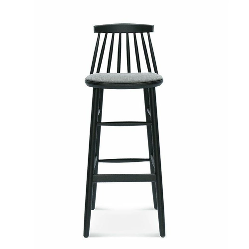 Čalouněný barový stoliček Fameg BST-5910 s opěrkou, dřevěný rustikální do kuchyně na míru