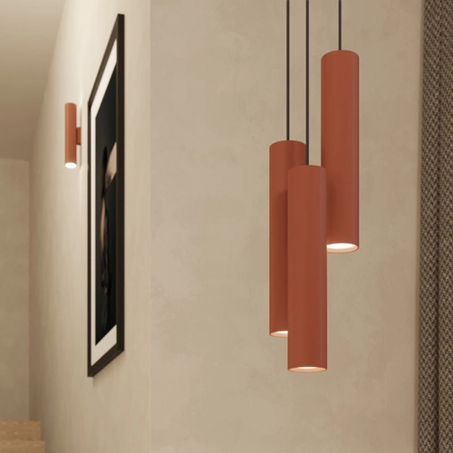 Visící lampa LAGOS 3L okrová červená