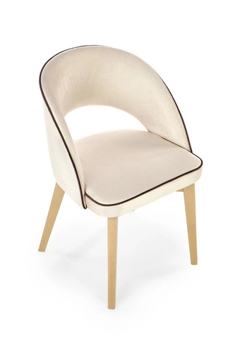 Čalouněná sametová jídelní židle Blanche skandinávská dub krémová s područkami