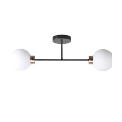 Moderní stropní lampa Amanda černo-zlatá 2bodová do obýváku a ložnice skleněná