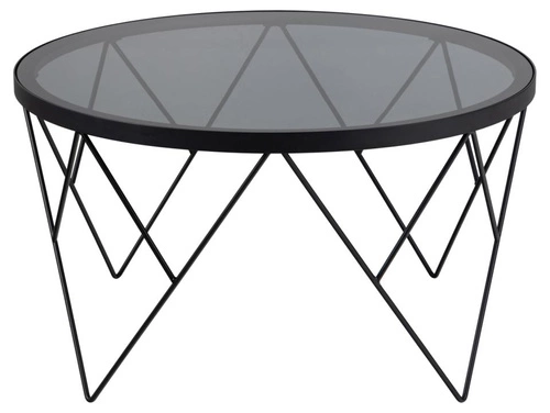 Konferenční stolek Halstow kulatý 80 cm skleněný černý loftový do obýváku Actona