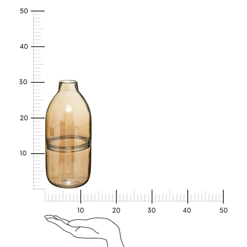 Skleněná váza Line jantarová 30 cm moderní na květiny a pampovou trávu