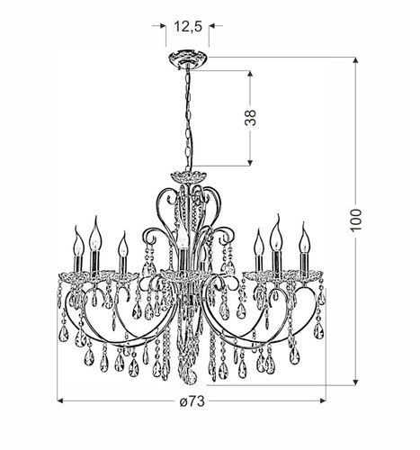Závěsná lampa Aurora 8*40W E14 francouzské zlato