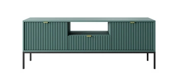 Zelená moderní TV komoda Delicious s drážkováním 154 cm na černých nohách do obýváku