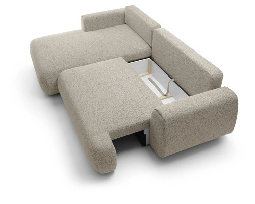 Moderní béžová rohová rozkládací pohovka do obýváku s úložným prostorem levá Ljung Intesi