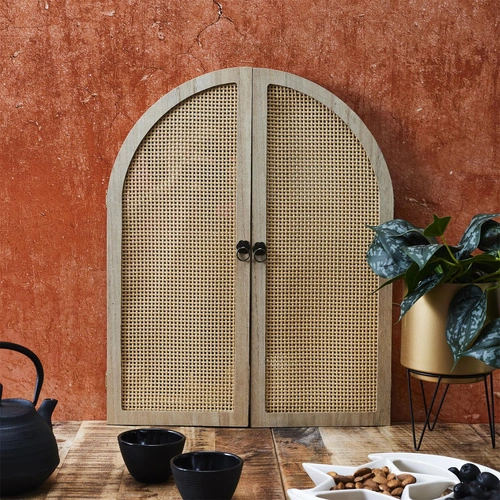 Závěsné zrcadlo Bali otevírací boho v dřevěném rámu do předsíně a ložnice Intesi