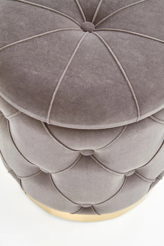 Sada 2 šedých kulatých taburetů Grena s úložným prostorem do obýváku moderní glamour