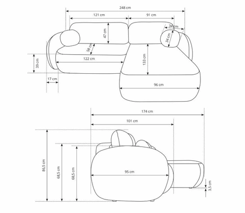 Rohová rozkládací pohovka levá Salby béžová moderní s úložným prostorem do obýváku