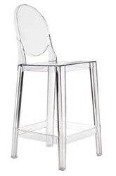 Průhledný barový stoliček s opěrkou Viki 65 cm moderní k kuchyňskému ostrůvku inspirovaný Victoria