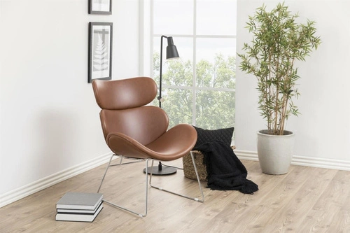 Křeslo ušák Cazar hnědá ekokůže loftový do obýváku industriální moderní odpočinkový Actona