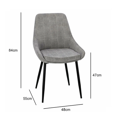 Jídelní čalouněná židle Floyd šedý manšestr moderní na černých nohách Intesi