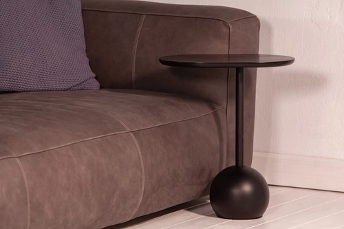 Konferenční stolek Boll kulatý 30 cm ořechová dýha černý moderní loftový do obýváku