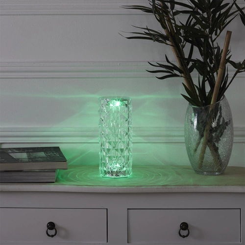LED noční lampička Crystal Intesi glamour s dálkovým ovládáním 12 barev do ložnice a obýváku 21,5 cm