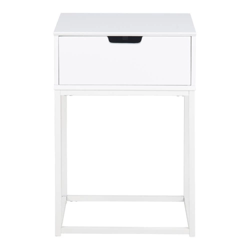 Noční stolek Actona Mitra 40 cm, skandinávský, bílý, se zásuvkou, matný povrch