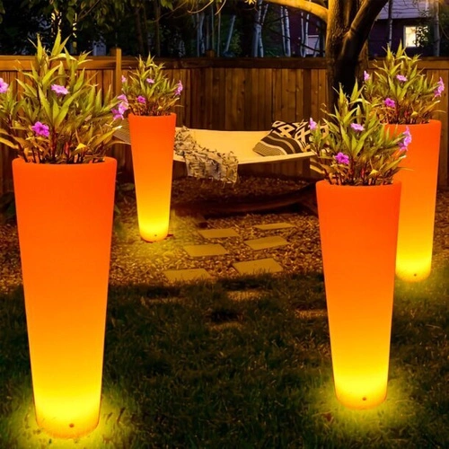 Zahradní lampa květináč FLOWER POT XL LED RGBW 16 barev 115 cm