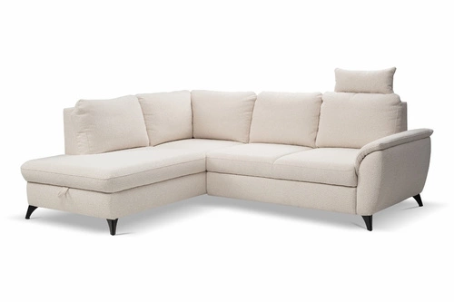 Rohová rozkládací sedačka Nevada béžová moderní levá s úložným prostorem do obýváku Intesi