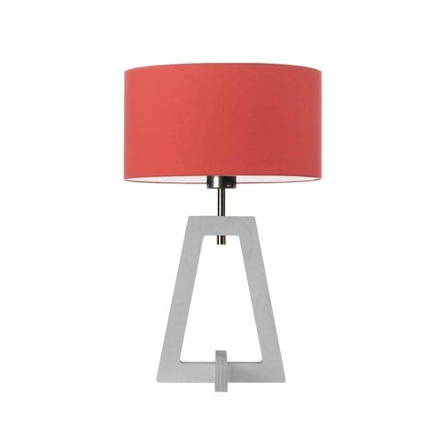 Noční lampička Clio glamour s červeným stínidlem a bílou dřevěnou základnou do ložnice 47 cm