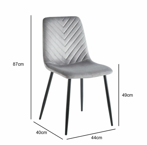 Čalouněná jídelní židle Herman Velvet šedá moderní s černými nohami Intesi
