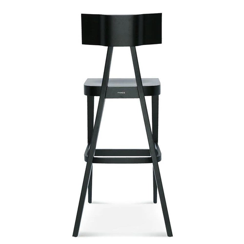 Barová židle s opěrkou Akka FAMEG, moderní, dřevěná, pravá kůže, na míru