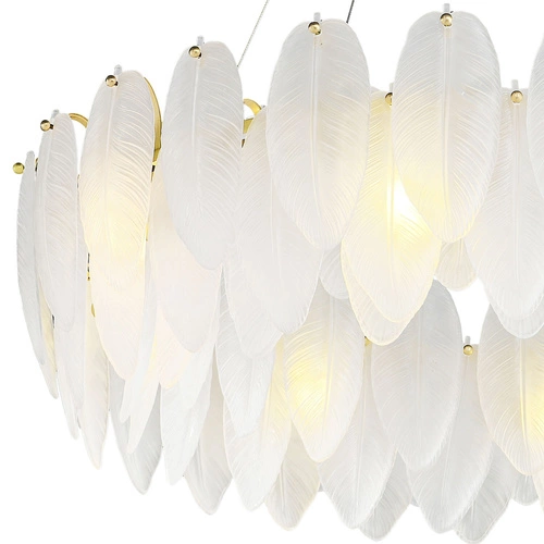 Stropní svítidlo PIUMA glamour bílo-zlaté skleněné 80 cm do obýváku a jídelny Step into Design