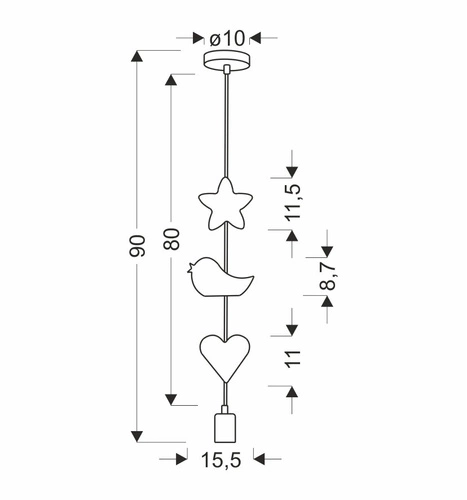 Jednoduchá závěsná lampa hbs 1x20W E27 iq kids pink