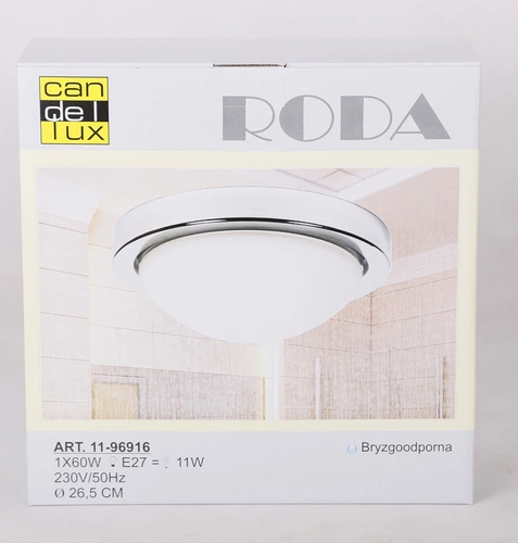 Stropní svítidlo Roda 28 cm kulaté skleněné chrom IP44 do koupelny a kuchyně CANDELLUX