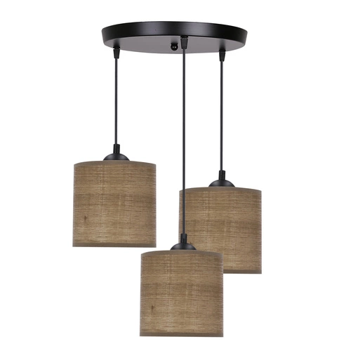 Závěsné svítidlo Legno s černou deskou 15 3x40W E27 stínidlo z ořechového dřeva