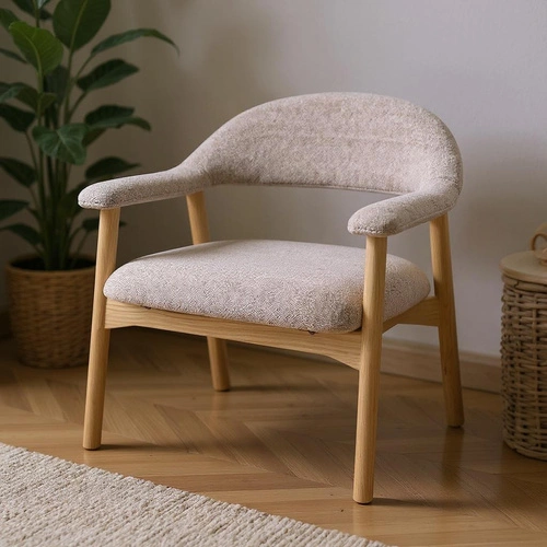 Křeslo Addi béžové boucle dub skandinávský do obýváku a ložnice Actona