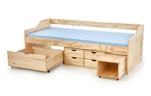 Dětská postel Maxi s úložným prostorem z borovicového dřeva do ložnice 90x200 přírodní