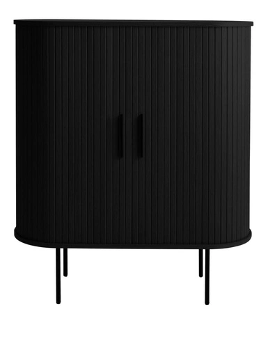 Vysoká komoda Nola černá rýhovaná moderní do obýváku 100 cm