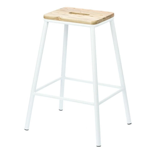 Barová stolička Seattle White 66 cm dřevěná bez opěrky do kuchyně a jídelny bílá Intesi