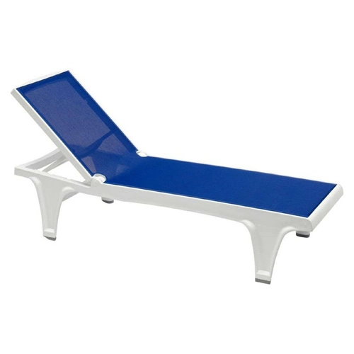 Zahradní lehátko Tahiti SCAB Design moderní polohovatelné z technopolymeru modro-bílé na terasu