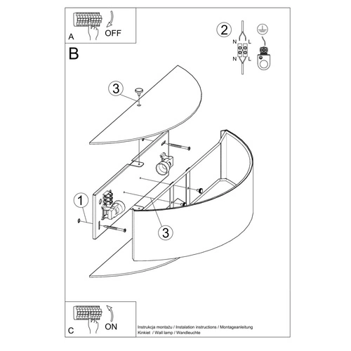 Nástěnné svítidlo Skala Sollux černé moderní dvojité do obýváku a ložnice 45 cm