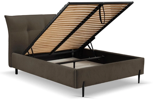 Čalouněná postel Biscuit 140x200 hnědá s úložným prostorem skandinávská do ložnice